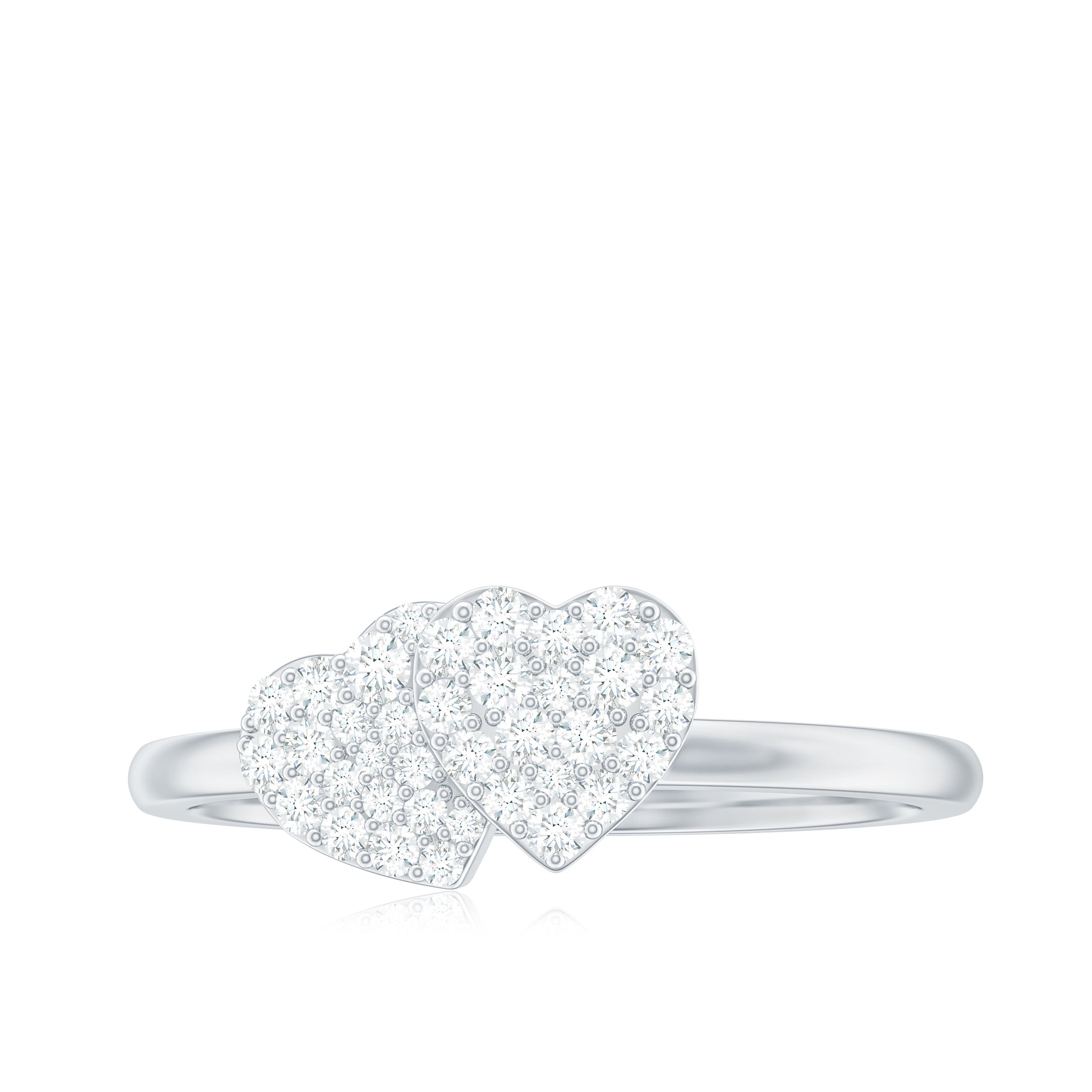 Natural Diamond Double Heart Ring for Promise Natural - ( HI-SI ) - Rosec Jewels