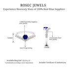 Rosec Jewels-2 CT Solitaire Blue Sapphire and Freshwater Pearl Chevron Ring
