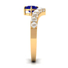 Rosec Jewels-2 CT Solitaire Blue Sapphire and Freshwater Pearl Chevron Ring