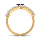 Rosec Jewels-2 CT Solitaire Blue Sapphire and Freshwater Pearl Chevron Ring