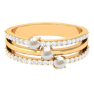Rosec Jewels-Cultured Freshwater Pearl Wedding Band Ring with Diamond