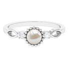 Rosec Jewels-Natural 2 Carat Freshwater Pearl Engagement Ring with Diamond