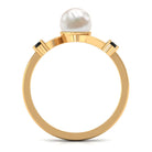2 Carat Freshwater Pearl Bypass Engagement Ring with Black Diamond AAA - Rosec Jewels