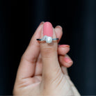 Cultured 3 Carat Freshwater Pearl Solitaire Engagement Ring with Diamond AAA - Rosec Jewels