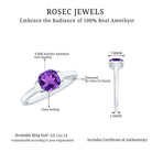 Natural 1.3 Carat Amethyst Asscher Cut Engagement Ring with Diamond AAA - Rosec Jewels