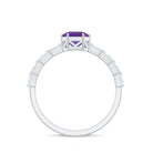 3 Carat Amethyst Asscher Cut Engagement Ring with Diamond AAA - Rosec Jewels