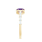 3 Carat Amethyst Asscher Cut Engagement Ring with Diamond AAA - Rosec Jewels