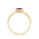 3 Carat Amethyst Asscher Cut Engagement Ring with Diamond AAA - Rosec Jewels