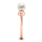 Natural 2 Carat Freshwater Pearl Diamond Engagement Ring with Bow AAA - Rosec Jewels