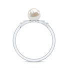 Natural 2 Carat Freshwater Pearl Diamond Engagement Ring with Bow AAA - Rosec Jewels