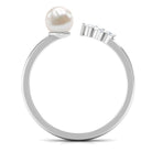 Cultured 2 Carat Freshwater Pearl Promise Ring with Diamond AAA - Rosec Jewels