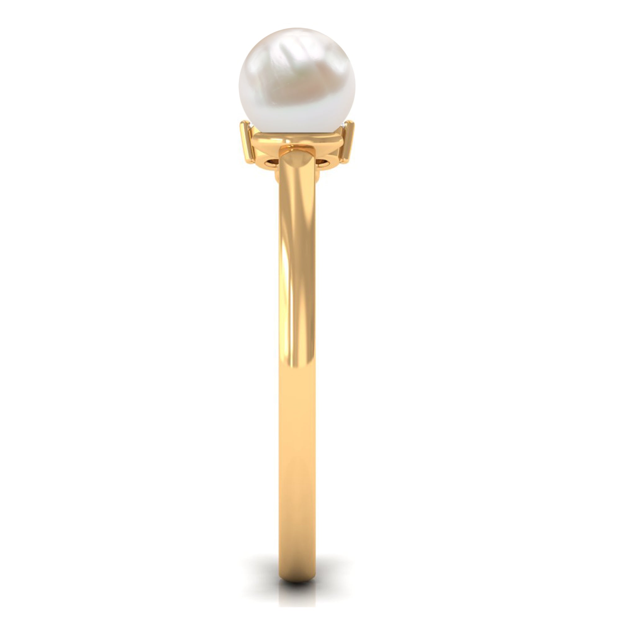 Cultured 2 Carat Freshwater Pearl Promise Ring with Diamond AAA - Rosec Jewels