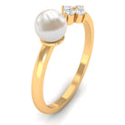 Cultured 2 Carat Freshwater Pearl Promise Ring with Diamond AAA - Rosec Jewels