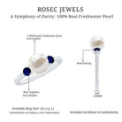 Rosec Jewels-Cultured Freshwater Pearl Engagement Ring with Blue Sapphire