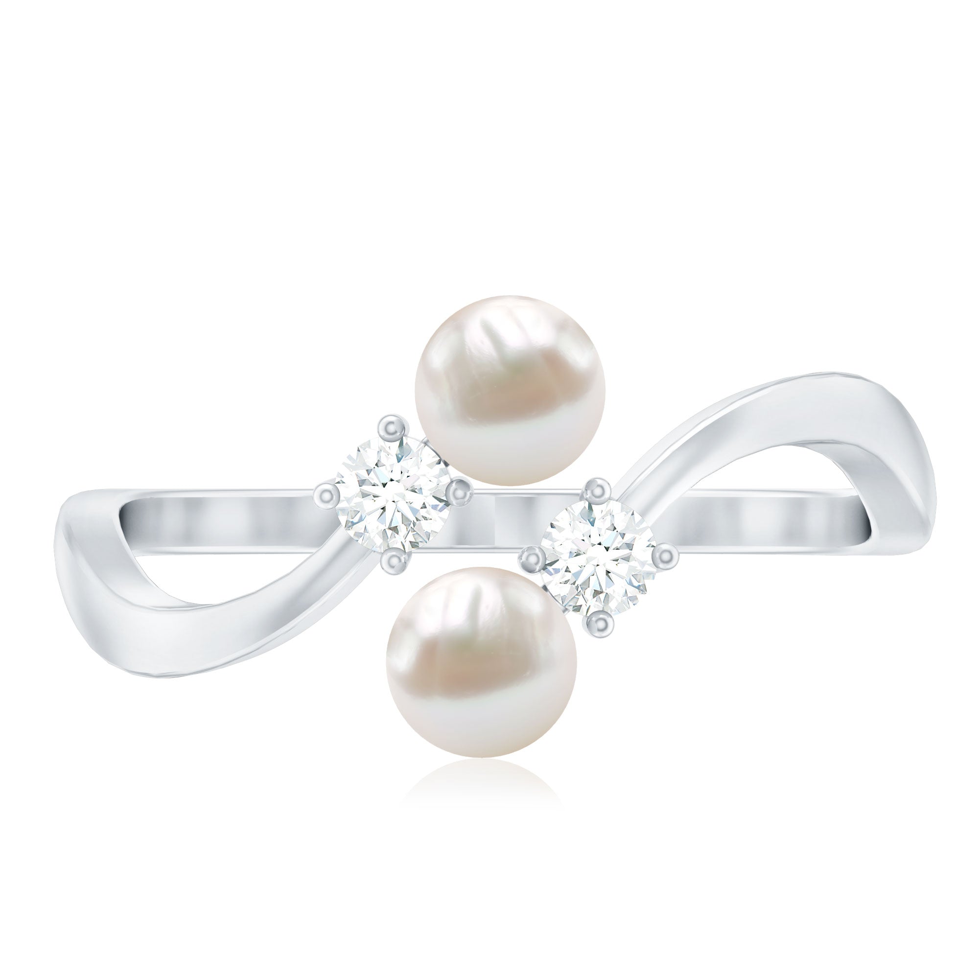 Freshwater Pearl and Diamond Wrap Ring AAA - Rosec Jewels