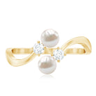 Freshwater Pearl and Diamond Wrap Ring AAA - Rosec Jewels