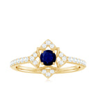 Real Blue Sapphire Diamond Flower Engagement Ring for Women AAA - Rosec Jewels