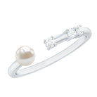 Rosec Jewels-Natural 2 Carat Freshwater Pearl Promise Ring with Diamond