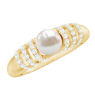 2 Carat Freshwater Pearl Diamond Engagement Ring for Women AAA - Rosec Jewels