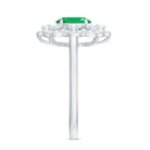0.7 Carat Oval Emerald Designer Engagement Ring with Diamond AAA - Rosec Jewels