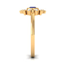 Certified Real Blue Sapphire Flower Promise Ring with Diamond AAA - Rosec Jewels
