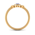 Certified Real Blue Sapphire Flower Promise Ring with Diamond AAA - Rosec Jewels