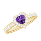 Heart Shape Amethyst and Diamond Halo Engagement Ring AAA - Rosec Jewels