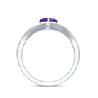 Genuine 0.9 Carat Amethyst Heart Engagement Ring with Diamond Crossover Shank AAA - Rosec Jewels