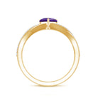 Genuine 0.9 Carat Amethyst Heart Engagement Ring with Diamond Crossover Shank AAA - Rosec Jewels