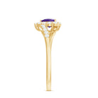 Real 0.9 Carat Amethyst Heart Engagement Ring with Diamond Halo AAA - Rosec Jewels