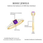 1 Carat Bezel Set Amethyst Solitaire Promise Ring with Diamond AAA - Rosec Jewels