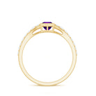 1 Carat Bezel Set Amethyst Solitaire Promise Ring with Diamond AAA - Rosec Jewels