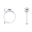 1.2 Carat Amethyst Princess Cut Engagement Ring with Moissanite Split Shank AAA - Rosec Jewels