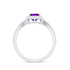 1.2 Carat Amethyst Princess Cut Engagement Ring with Moissanite Split Shank AAA - Rosec Jewels