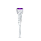 Real 1.2 Carat Amethyst Princess Cut Engagement Ring with Diamond Bypass Shank AAA - Rosec Jewels