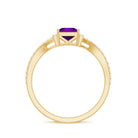 Real 1.2 Carat Amethyst Princess Cut Engagement Ring with Diamond Bypass Shank AAA - Rosec Jewels
