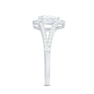 Pear Shape Cubic Zirconia Halo Engagement Ring in Split Shank AAAA - Rosec Jewels
