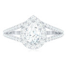 Pear Shape Cubic Zirconia Halo Engagement Ring in Split Shank AAAA - Rosec Jewels