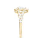 Pear Shape Cubic Zirconia Halo Engagement Ring in Split Shank AAAA - Rosec Jewels