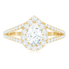 Pear Shape Cubic Zirconia Halo Engagement Ring in Split Shank AAAA - Rosec Jewels