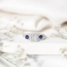 Certified 1.7 Carat Cushion Cut Lab Grown Diamond Engagement Ring with Blue Sapphire Lab - ( EF-VS ) - Rosec Jewels