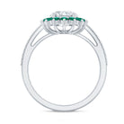 Certified 2 Carat Lab Grown Diamond Engagement Ring with Emerald Halo Lab - ( EF-VS ) - Rosec Jewels