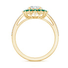 Certified 2 Carat Lab Grown Diamond Engagement Ring with Emerald Halo Lab - ( EF-VS ) - Rosec Jewels