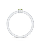 Genuine 0.7 Carat Marquise Peridot Promise Ring with Diamond AAA - Rosec Jewels