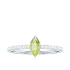 Genuine 0.7 Carat Marquise Peridot Promise Ring with Diamond AAA - Rosec Jewels
