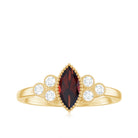 Natural 4X8mm Garnet Marquise Engagement Ring with Diamond AAA - Rosec Jewels