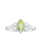 Natural 0.7 Carat Marquise Shape Peridot Engagement Ring with Diamond AAA - Rosec Jewels