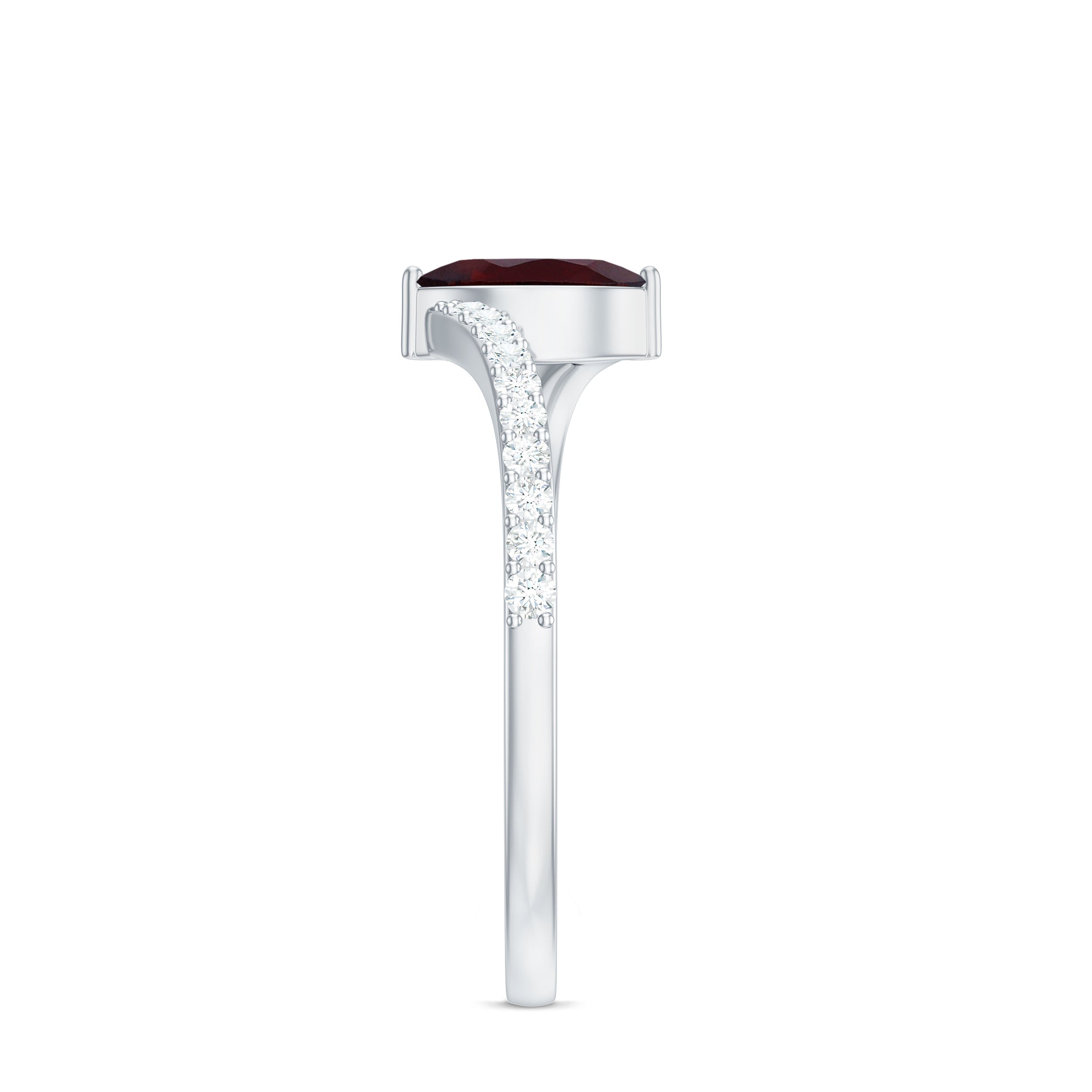 Natural Marquise Garnet Promise Ring with Diamond Bypass Shank AAA - Rosec Jewels