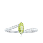 Rosec Jewels-Real 0.7 Carat Peridot Marquise Promise Ring with Diamond Bypass Shank