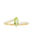 Rosec Jewels-Real 0.7 Carat Peridot Marquise Promise Ring with Diamond Bypass Shank